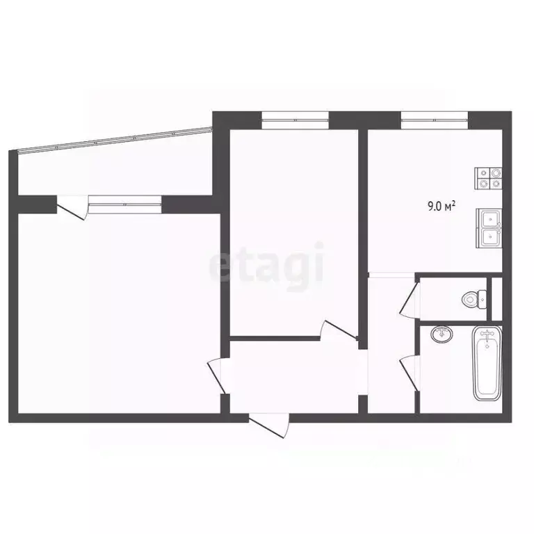 2-к кв. Челябинская область, Челябинск ул. Коммуны, 139 (51.7 м) - Фото 2