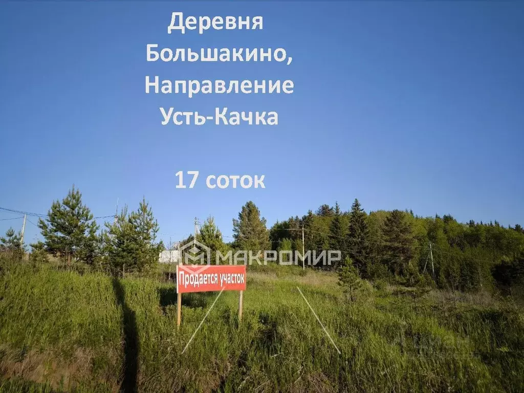 Участок в Пермский край, д. Большакино ул. Пермская, 41 (17.0 сот.) - Фото 0