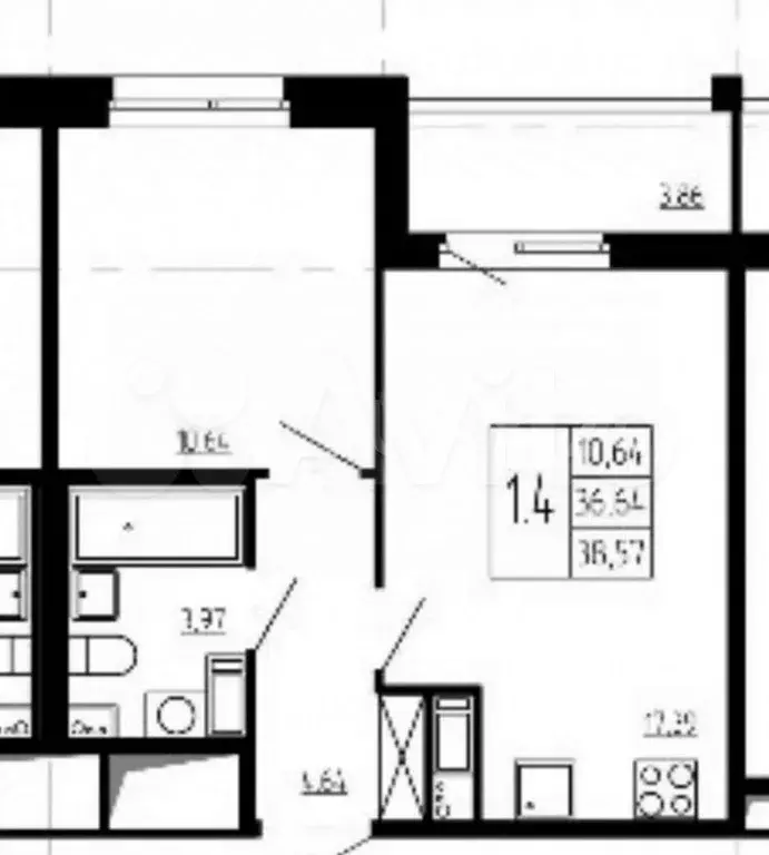 Аукцион: 1-к. квартира, 36,6 м, 6/9 эт. - Фото 0
