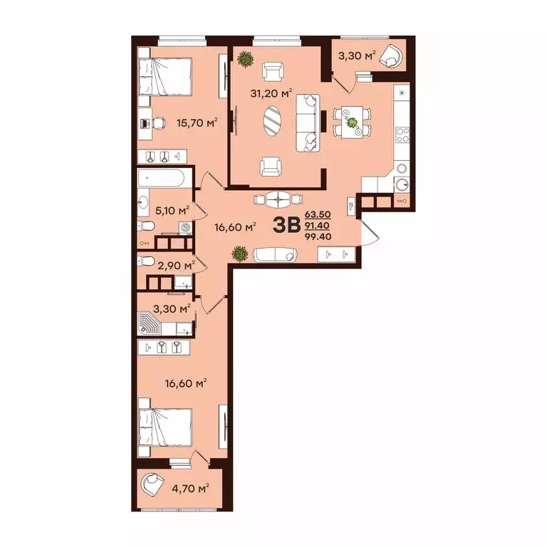 3-комнатная квартира: Владимир, улица Чайковского, 7 (99.4 м) - Фото 0