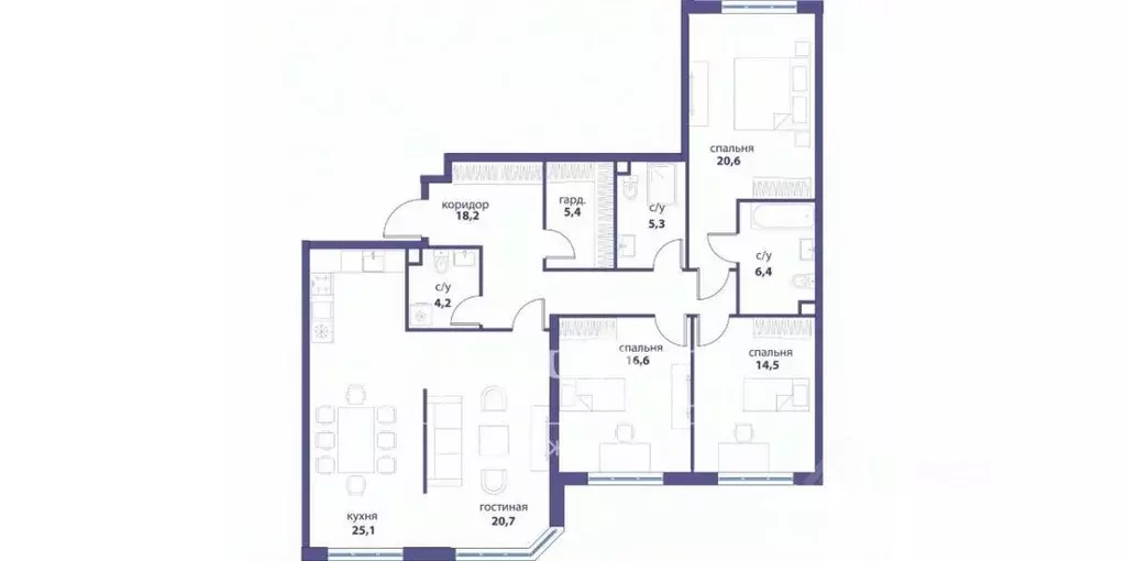 4-к кв. Москва ул. Василия Ланового, 5 (137.0 м) - Фото 2