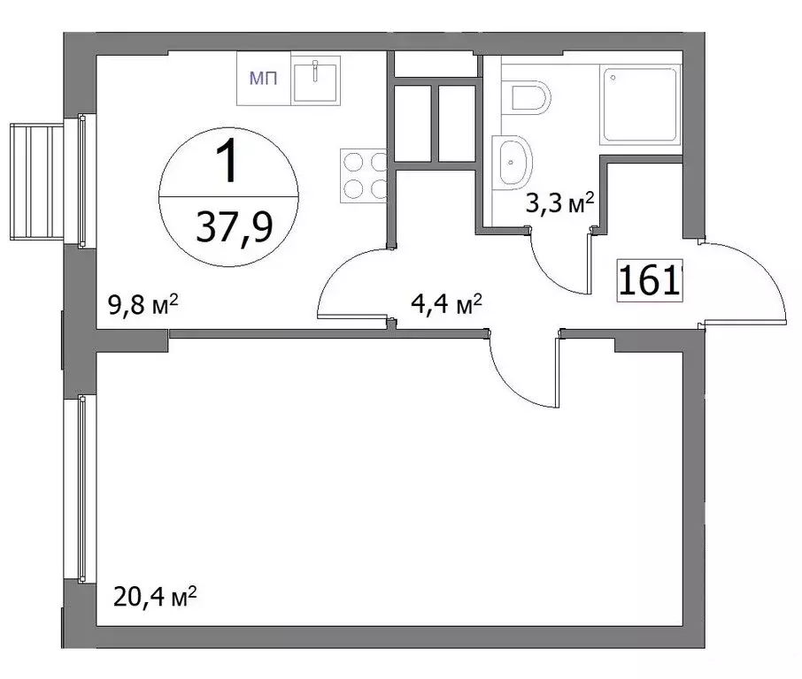1-комнатная квартира: Нижний Новгород, улица Сергея Акимова, 50 (37.9 ... - Фото 1
