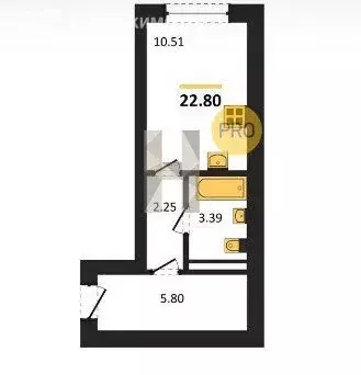 1-комнатная квартира: Среднеуральск, улица Металлистов, 14 (22.6 м) - Фото 0