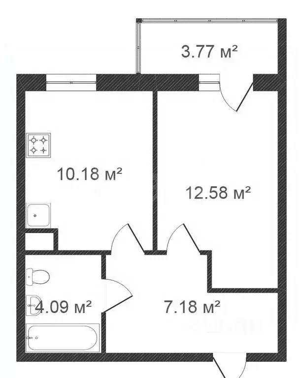 1-к кв. Тюменская область, Тюмень ул. Тимофея Чаркова, 81к2 (34.5 м) - Фото 2