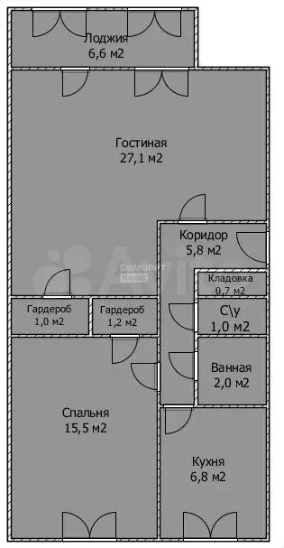 2-к. квартира, 61,1 м, 7/9 эт. - Фото 0