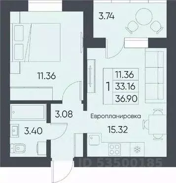 1-к кв. Саратовская область, Татищево рп  (36.9 м) - Фото 0