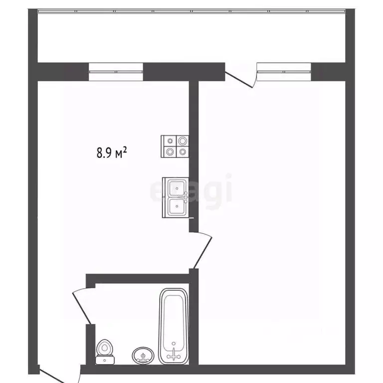 1-к кв. Татарстан, Альметьевск ул. Гафиатуллина, 52 (35.1 м) - Фото 2