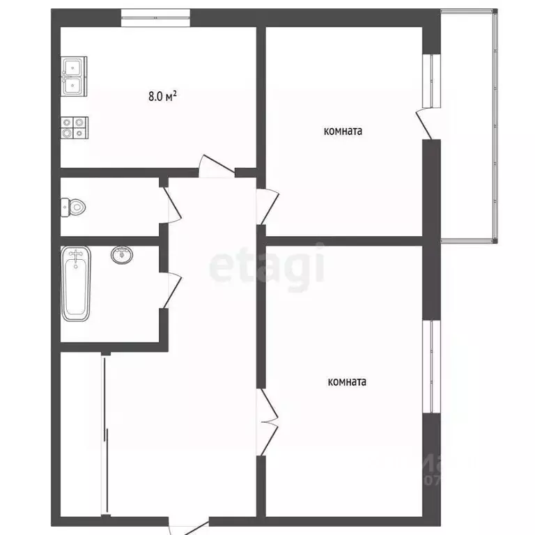 2-к кв. Ярославская область, Ярославль ул. Доронина, 6 (50.4 м) - Фото 2