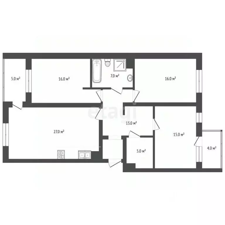 4-к кв. Тюменская область, Тюмень ул. Федюнинского, 30к6 (108.0 м) - Фото 1