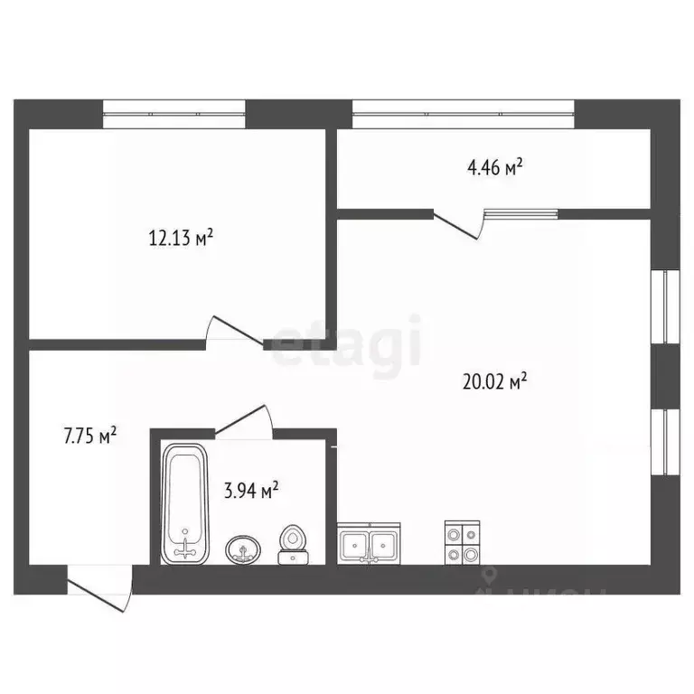 1-к кв. Калужская область, Калуга ул. Счастливая, 9А (48.3 м) - Фото 2