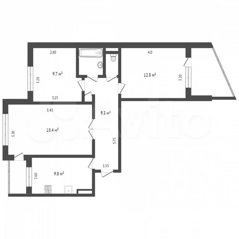 3-к. квартира, 63 м, 2/9 эт. - Фото 0