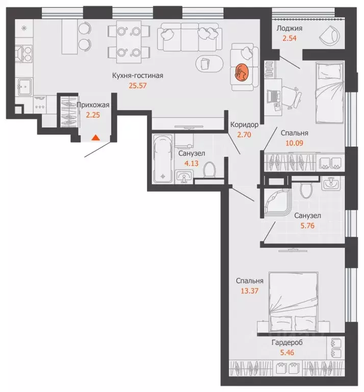 2-к кв. Пермский край, Пермь Заимка мкр, Камаполис жилой комплекс ... - Фото 1