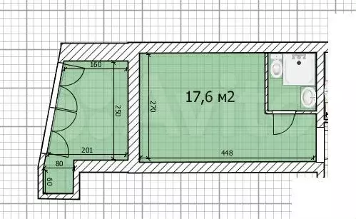 Доля в квартира-студии, 17,4 м, 1/12 эт. - Фото 0