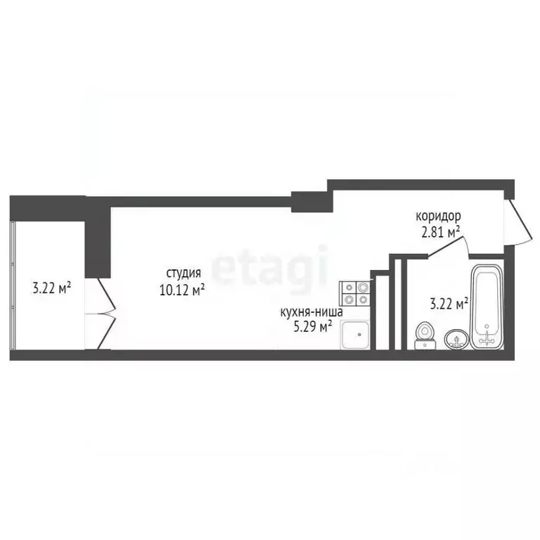 Студия Ростовская область, Ростов-на-Дону Западный мкр, ул. ... - Фото 1