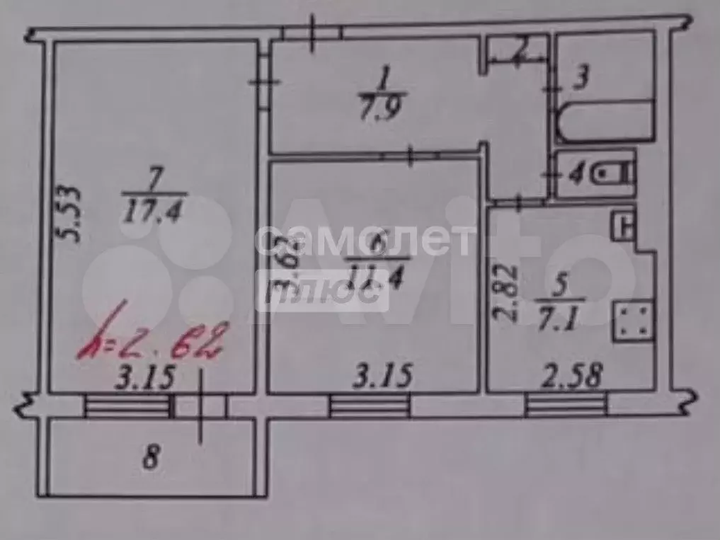 2-к. квартира, 47,8 м, 4/5 эт. - Фото 0