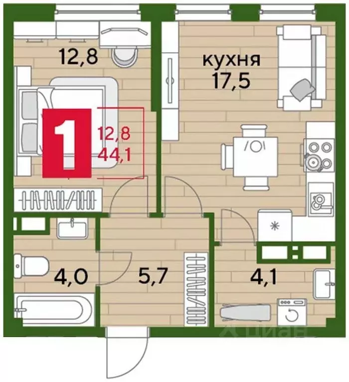 1-к кв. Краснодарский край, Краснодар Догма Парк мкр, ул. Марины ... - Фото 0
