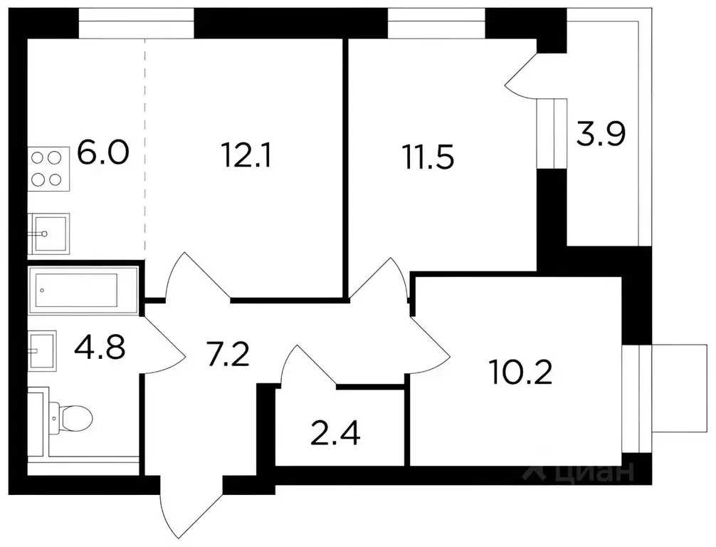 3-к кв. Москва Варшавское ш., 168 (57.3 м) - Фото 2
