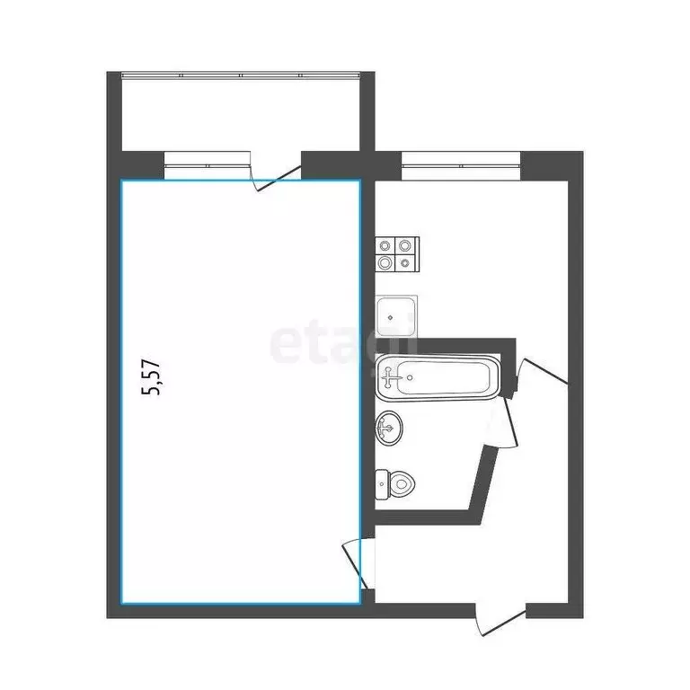 1-комнатная квартира: Иркутск, Байкальская улица, 290 (30 м) - Фото 1