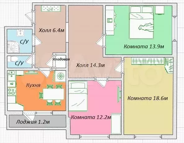3-к. квартира, 81 м, 3/17 эт. - Фото 0