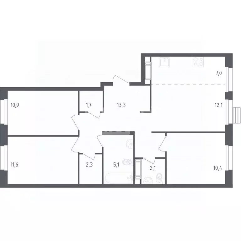 3-к кв. Москва Сосенское поселение, просп. Куприна, 30к1 (73.9 м) - Фото 1