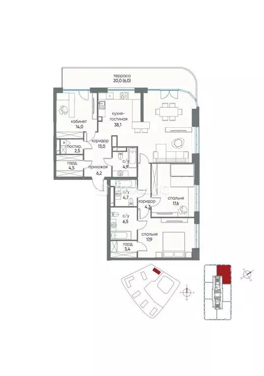 4-комнатная квартира: Москва, улица Нижние Мнёвники, 16к6 (140.2 м) - Фото 0
