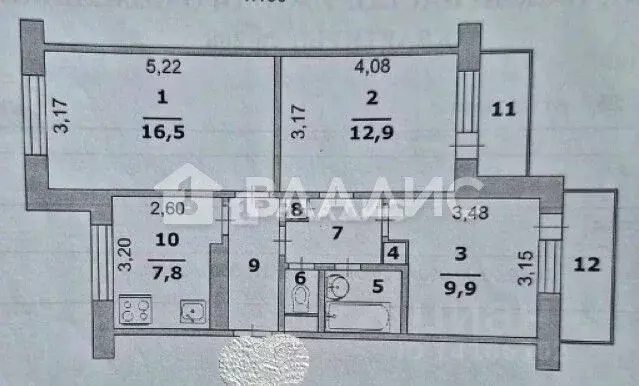 3-к кв. Белгородская область, Белгород ул. Чапаева, 28 (58.0 м) - Фото 2