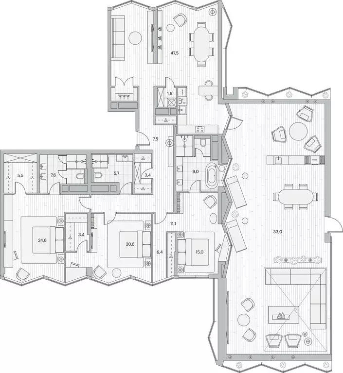 3-комнатная квартира: Москва, Береговой проезд, 2к1 (215 м) - Фото 1