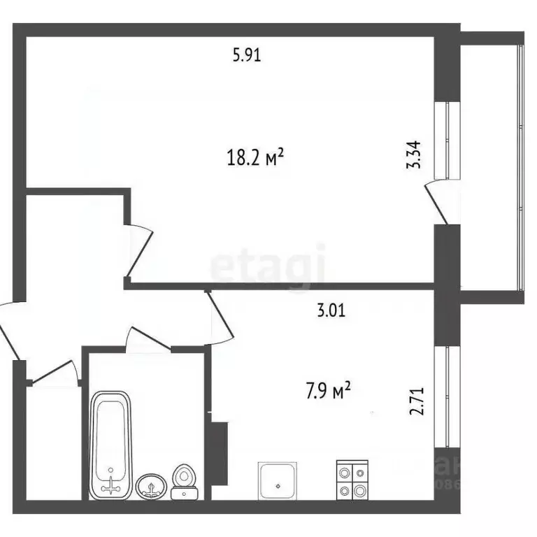 1-к кв. Омская область, Омский район, Дружинское с/пос, пос. Горячий ... - Фото 1