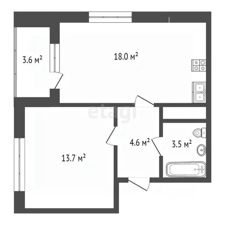 1-к кв. Тюменская область, Тюмень ул. Тальниковая, 5 (41.6 м) - Фото 0