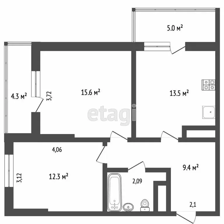2-комнатная квартира: Ростов-на-Дону, улица Мечникова, 41/53 (64.7 м) - Фото 0