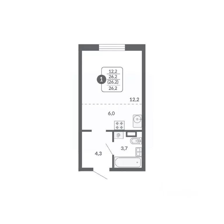 Студия Кировская область, Киров ул. Пушкина, 25 (26.2 м) - Фото 1