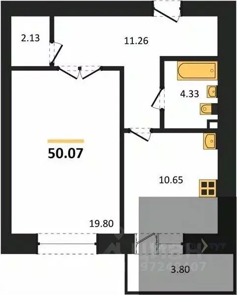 1-к кв. Воронежская область, Воронеж пер. Здоровья, 90Г/1к2 (50.07 м) - Фото 0