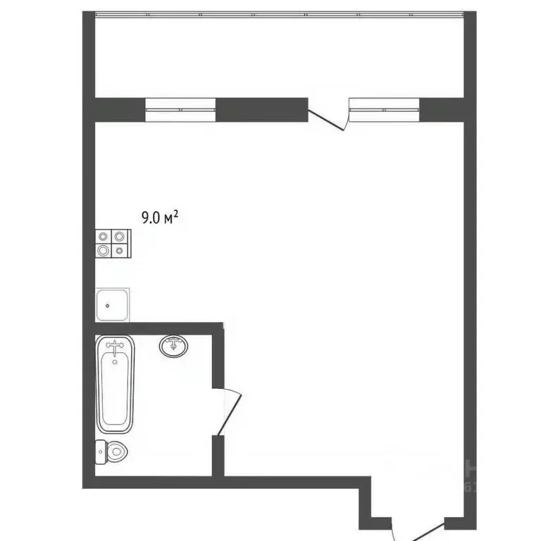 Студия Омская область, Омск Городок Нефтяников мкр, ул. 2-я ... - Фото 1