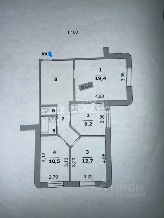 3-к кв. Белгородская область, Белгород просп. Ватутина, 13б (72.5 м) - Фото 2