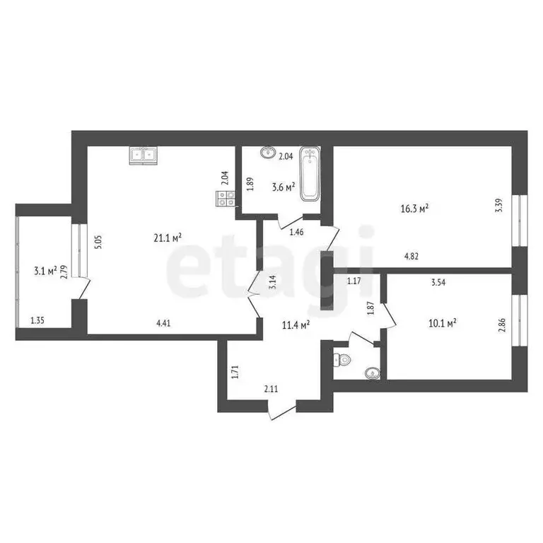 2-комнатная квартира: Тюмень, Кремлёвская улица, 114 (63.7 м) - Фото 0