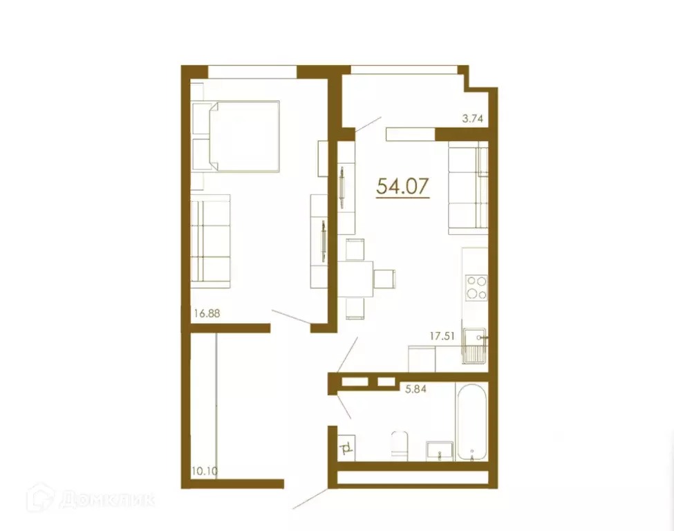 Продаётся 2-к квартира, 54.07 м - Фото 1
