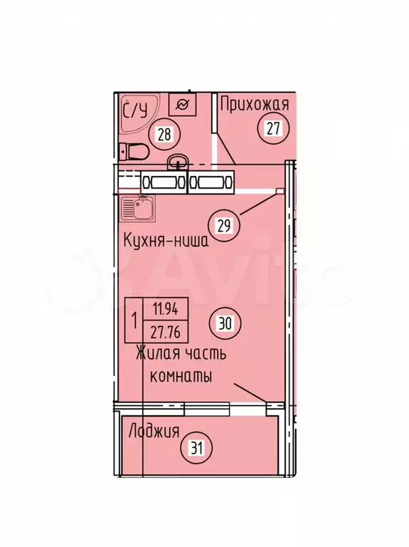 Квартира-студия, 25,5 м, 3/16 эт. - Фото 0