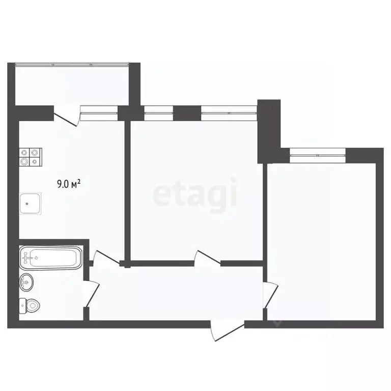 2-к кв. Тюменская область, Тюмень ул. 50 лет Октября, 75к4 (51.4 м) - Фото 1