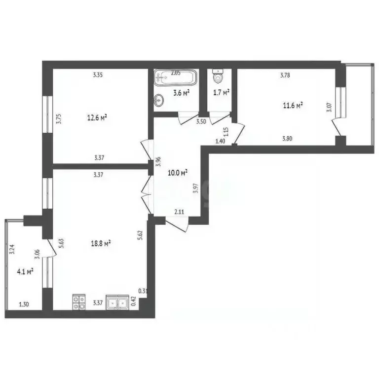 2-к кв. Башкортостан, Стерлитамак просп. Октября, 99 (51.7 м) - Фото 2