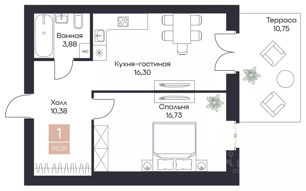 1-к кв. Рязанская область, Рязанский район, Полянское с/пос, с. Поляны ... - Фото 0