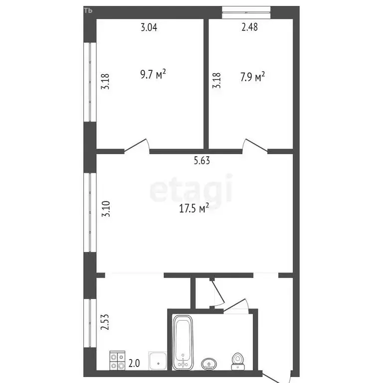 3-комнатная квартира: посёлок Ключи, Берёзовая улица, 11 (48.3 м) - Фото 0