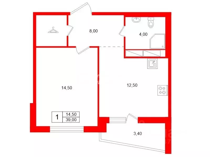 1-к кв. Санкт-Петербург Ленинский просп., 64к1 (39.0 м) - Фото 2