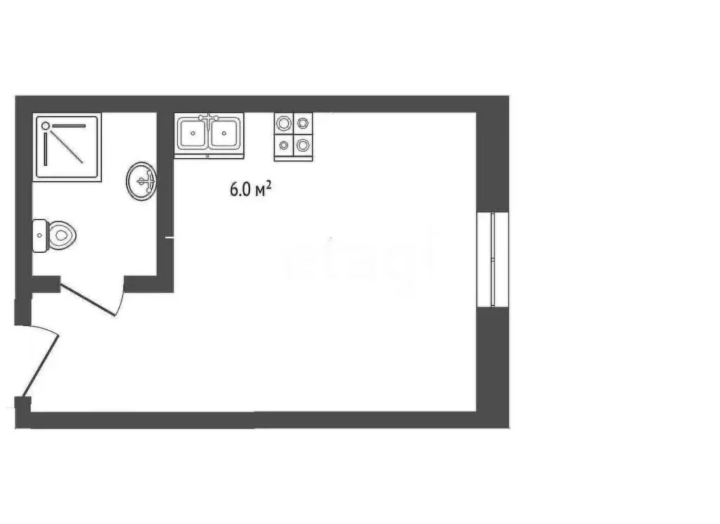 1к в -комнатной квартире (16.5 м) - Фото 1