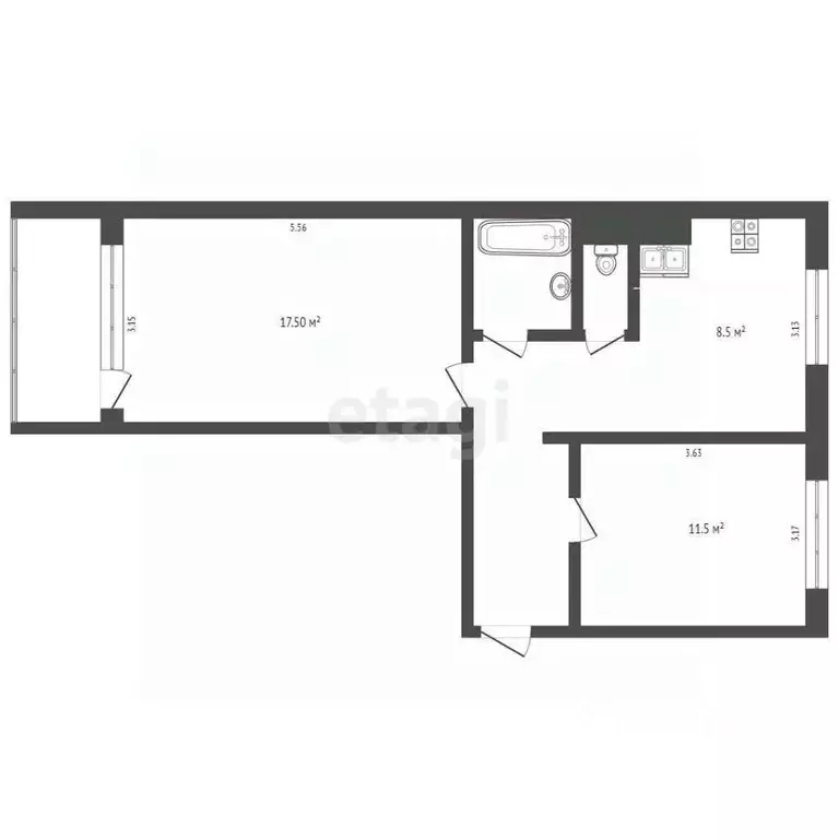 2-к кв. Ямало-Ненецкий АО, Ноябрьск просп. Мира, 6 (51.2 м) - Фото 1