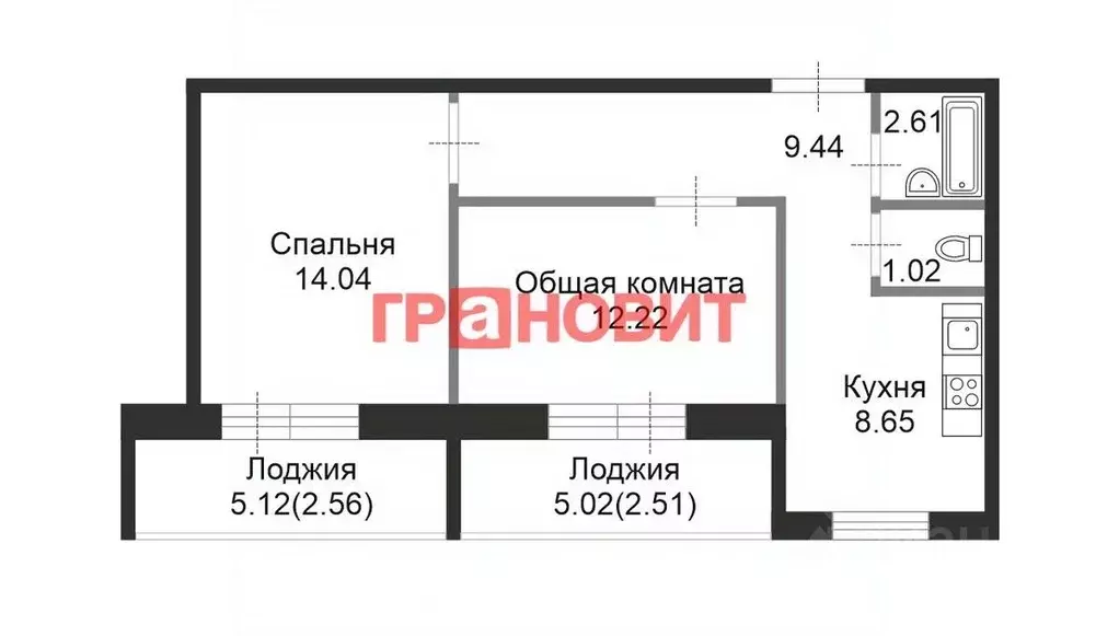 2-к кв. Новосибирская область, Новосибирск ул. Виктора Уса, 5 (47.7 м) - Фото 2