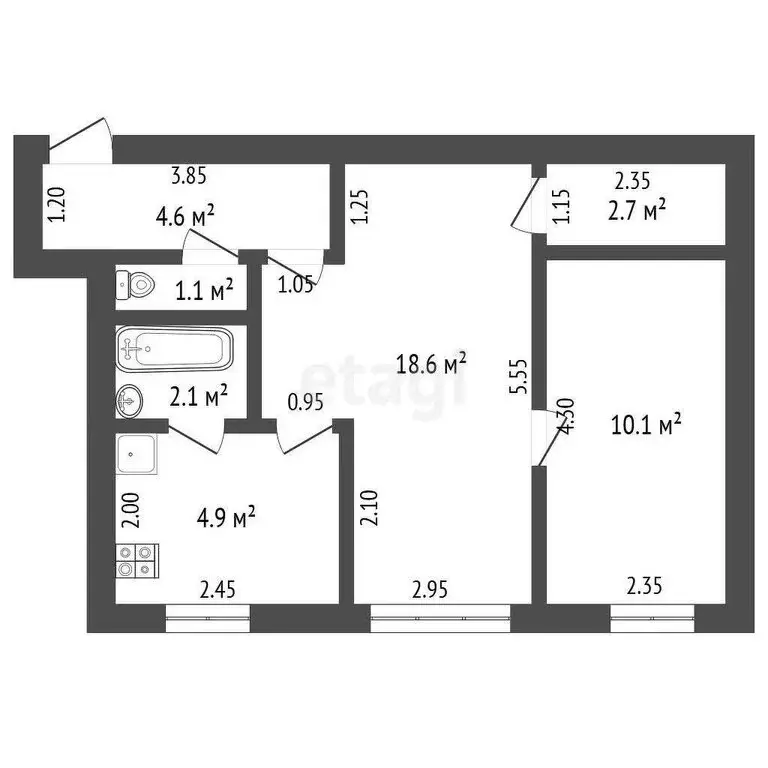 2-комнатная квартира: Ишим, улица Шаронова, 13А (44.1 м) - Фото 0