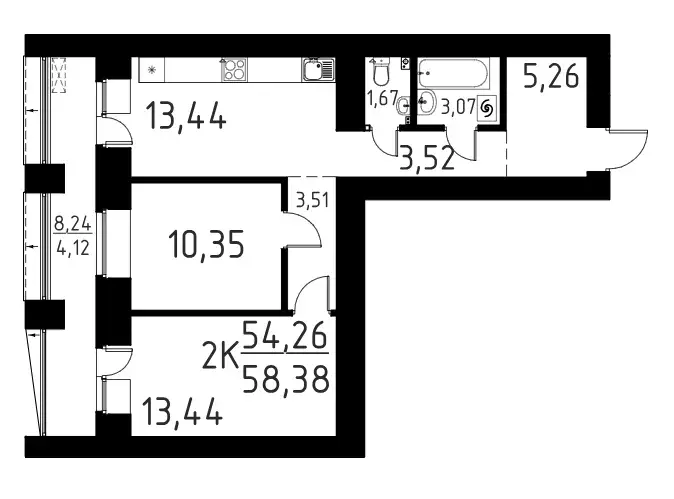 Продаётся 2-к квартира, 58.38 м - Фото 0