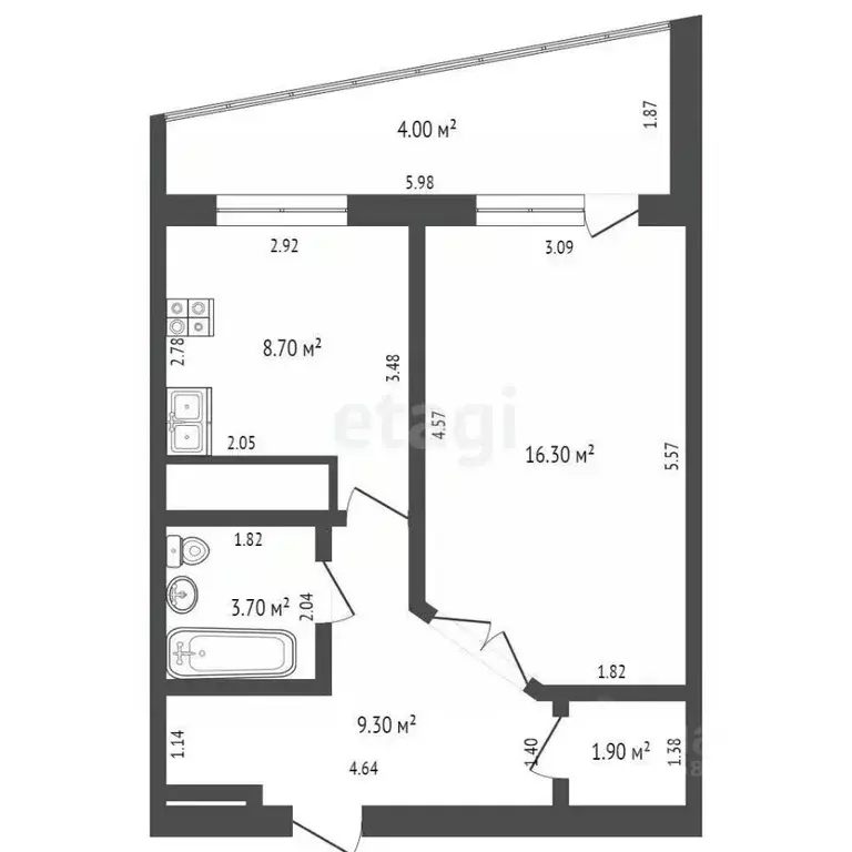 1-к кв. Удмуртия, Ижевск ул. Ворошилова, 55к2 (43.9 м) - Фото 2
