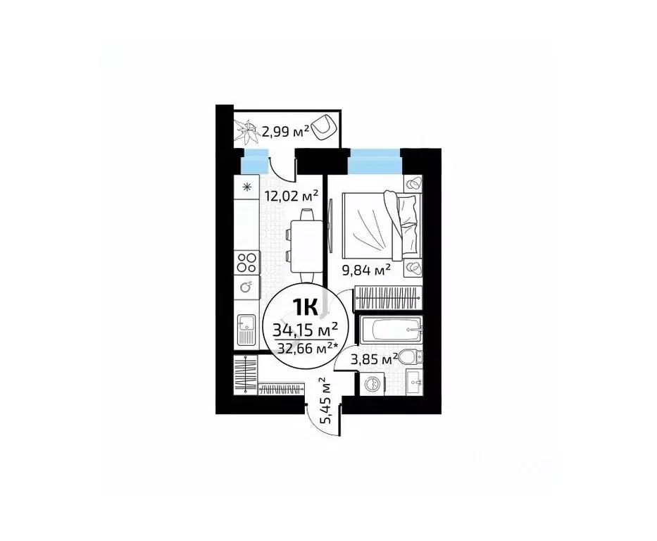 1-к кв. Самарская область, Самара пос. Мехзавод, 1-й кв-л, 50 (34.15 ... - Фото 1