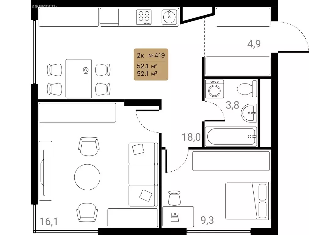 2-комнатная квартира: Химки, ЖК Лесная Коллекция (52.1 м) - Фото 2